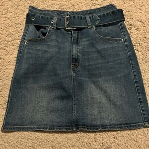 ‘Refuge’ Denim Blue Skirt with Detachable Belt